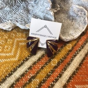 Vintage mod purple and gold earrings